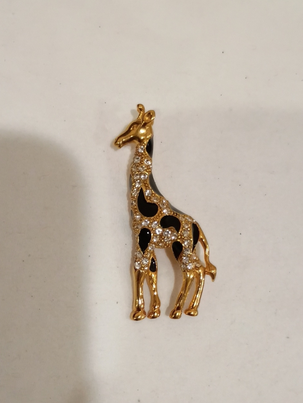 Cabouchon Designer Gold Jeweled Giraffe Brooch - Vintage!